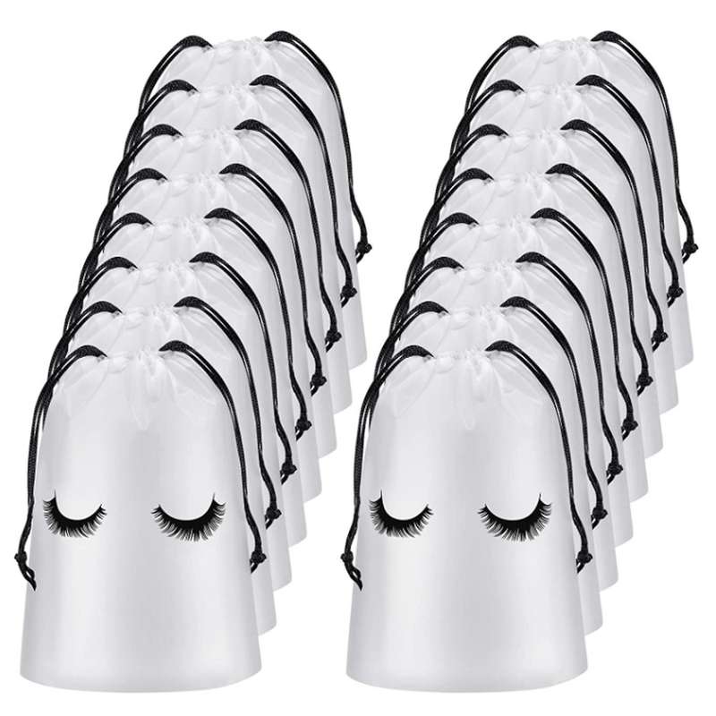 50 Pieces Eyelash Aftercare Bags Makeup Bags Toiletry Pouch White,l