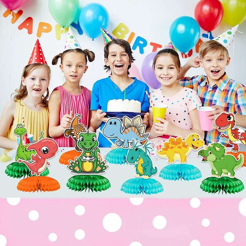 9 Pcs Dinosaur Theme Party Honeycomb Centerpieces Ornaments