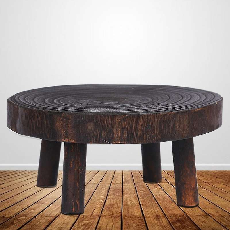 Rustic Decorative Round Wood Pedestal Plant Pot Riser Plant Stand A