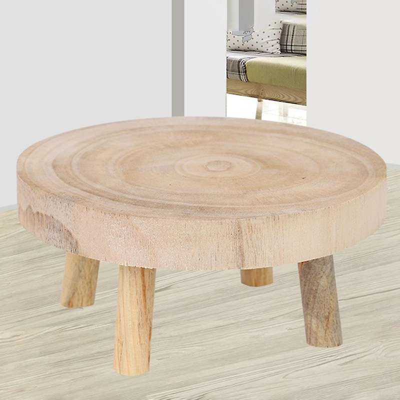 Rustic Decorative Round Wood Pedestal Plant Pot Riser Plant Stand A