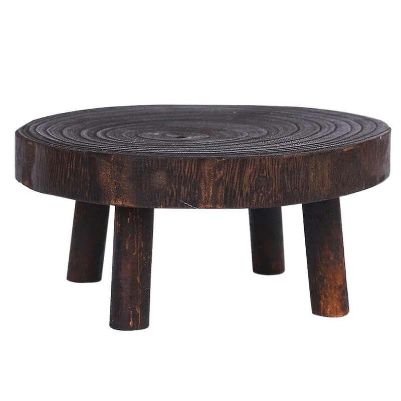 Rustic Decorative Round Wood Pedestal Plant Pot Riser Plant Stand A