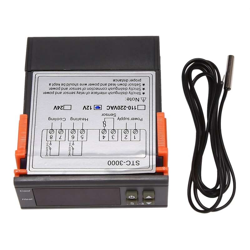 Stc-3000 12v Leddigital Temperature Controller Heating Cooling Sensor