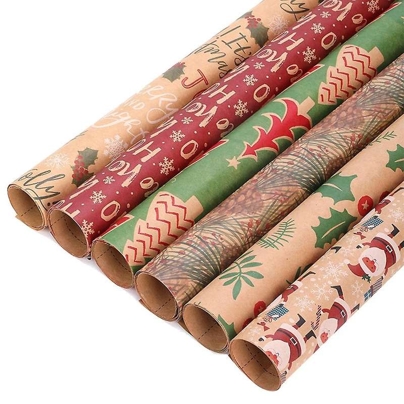 Wrapping Paper Sheets,for Christmas Party Set Of 6 Gift Wrap Papers