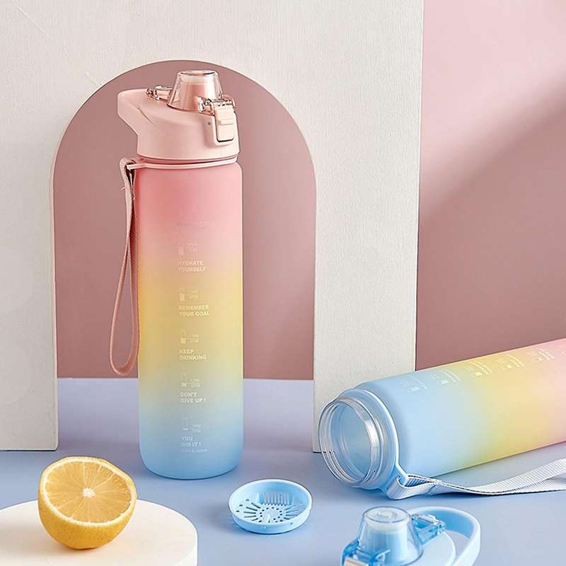 1100ml Fashion Water Bottle Color Change Design Plastic Bottles Gray