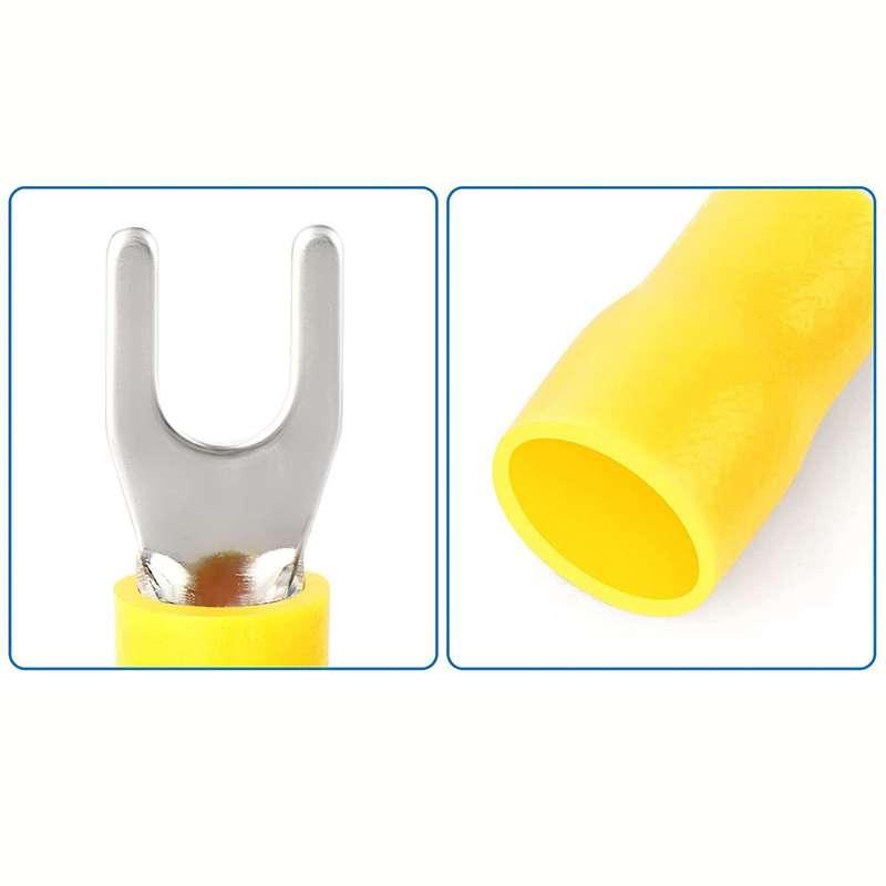 300 Pcs Yellow 12-10 Awg Insulated Fork Spade U-type Wire Connectors