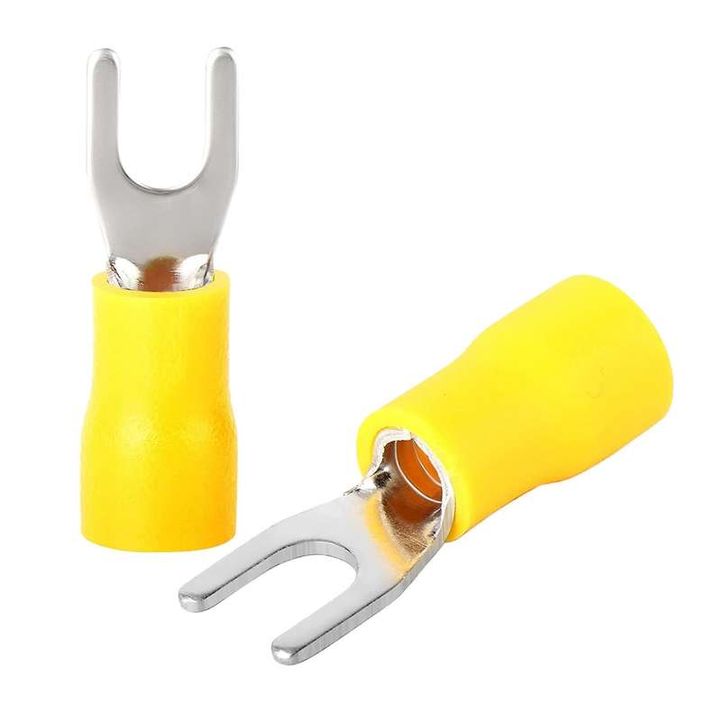 300 Pcs Yellow 12-10 Awg Insulated Fork Spade U-type Wire Connectors