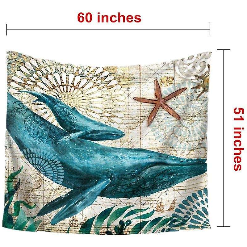 51x60inch Sea Whale Tapestry Bohemian Tapestry Wall Decor Table Cloth
