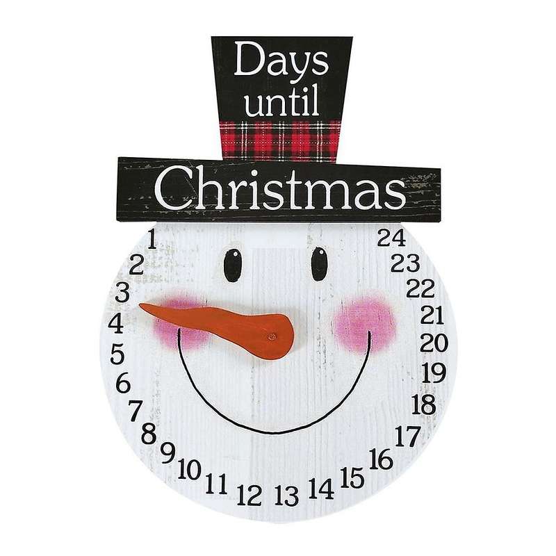 Wooden Holiday Calendar with Lanyard Pendant Decorations Snowman