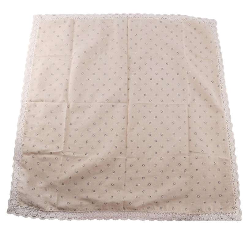 Table Cloth Linen with Lace, Coffee Small Chrysanthemum, 90*90cm