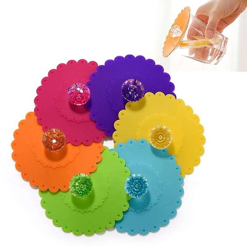 6pcs New Cute Anti-dust Silicone Glass Cup Cover Coffee Mug Cover
