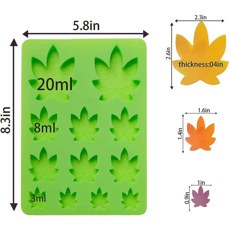 2 Pack Gummy Leaf Silicone Candy Mold, Chocolate Gummy Molds -green