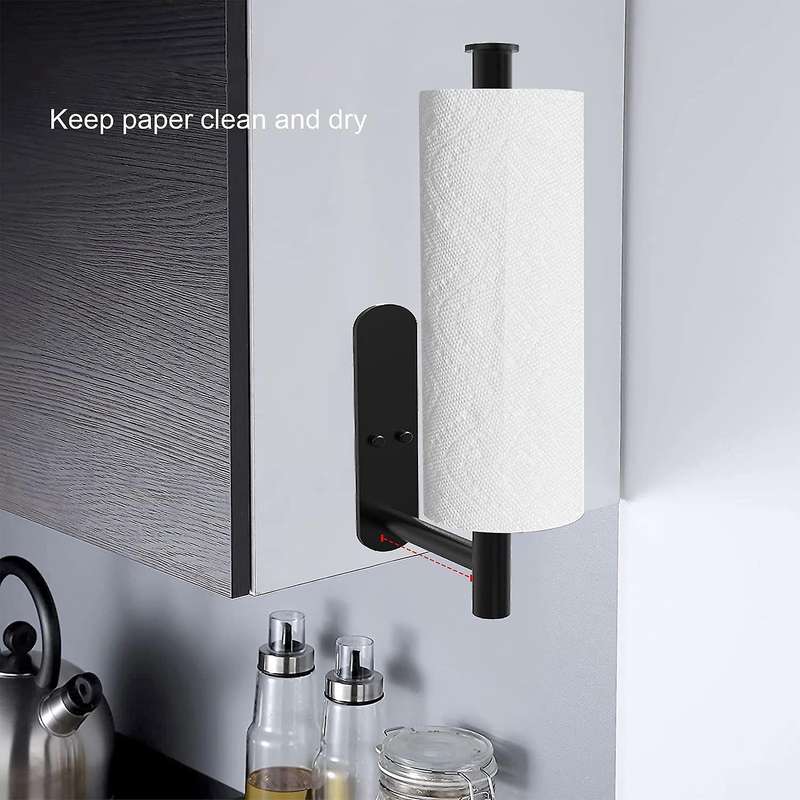 Self Adhesive Under Cabinet Paper Towel Holder, Black