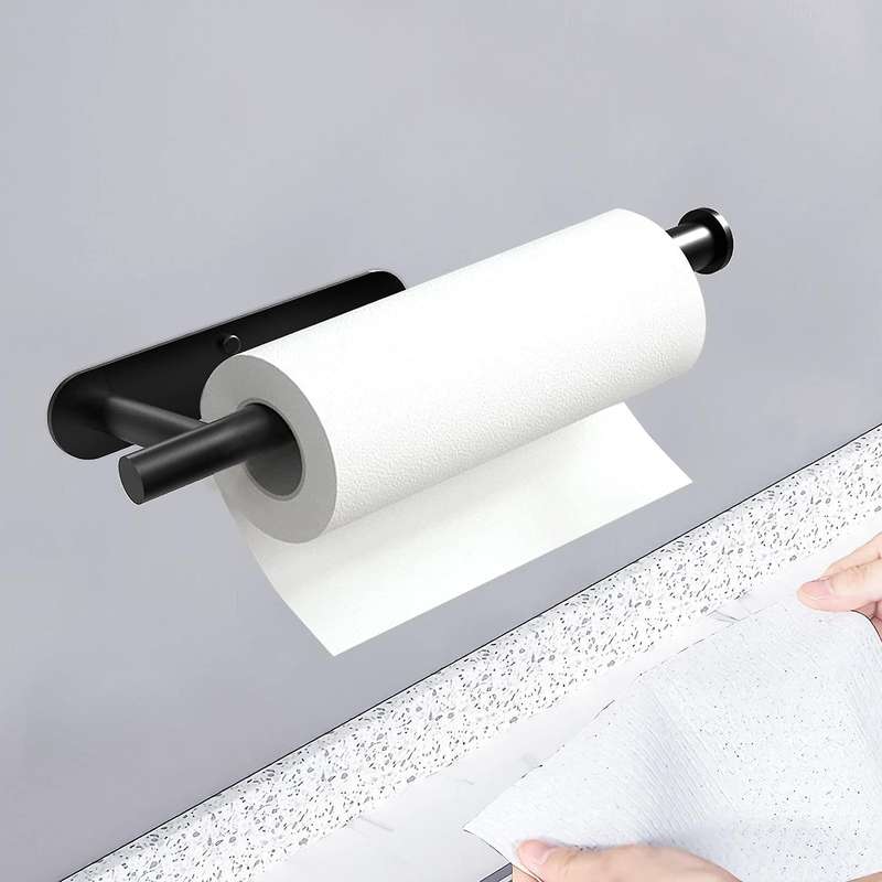 Self Adhesive Under Cabinet Paper Towel Holder, Black