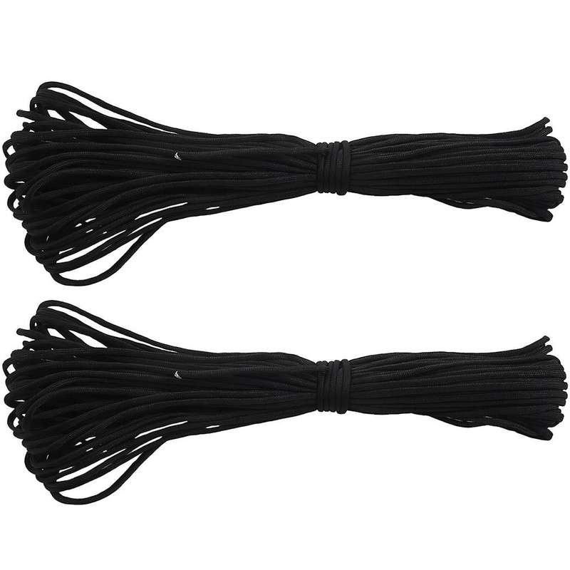 2x 100 Ft 550 Paracord Survival Cord Parachute Rope - Black