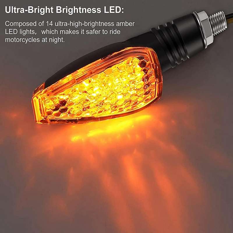 4 Pcs Indicators Flowing Turn Signal Lights 14 Led 12v Motorbike