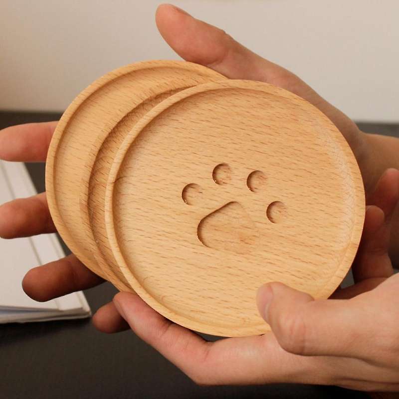 Japanese Creative Wooden Cute Bear Coaster Teacup Non-slip Coaster
