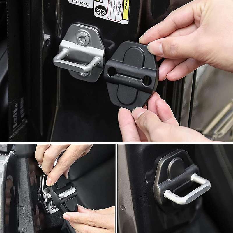 Door Lock Cover & Door Screw Cover Trim Accessories,abs Black