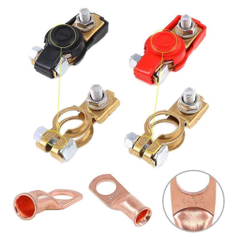 8pcs Copper Battery Terminals Negative and Positive Clamps Connectors