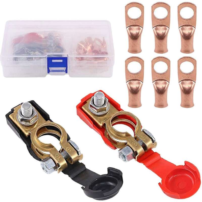 8pcs Copper Battery Terminals Negative and Positive Clamps Connectors