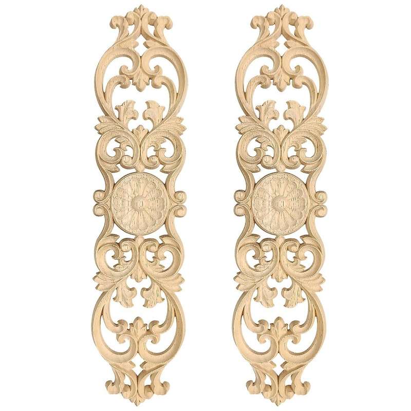 40cmx10cm Woodcarving Decals Carved Corner Flower Home Decoration