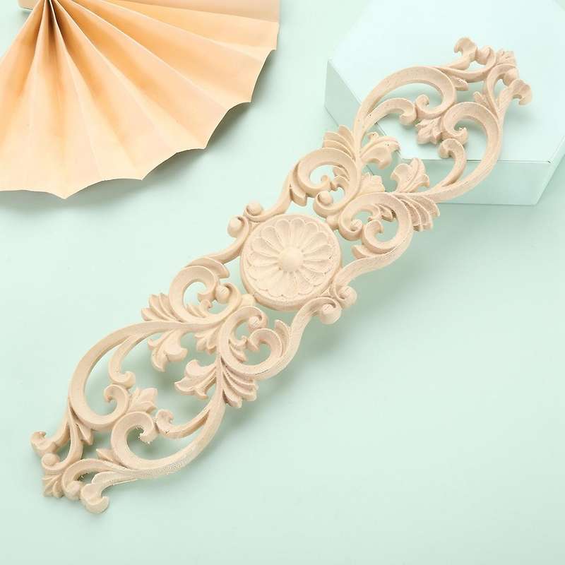 40cmx10cm Woodcarving Decals Carved Corner Flower Home Decoration