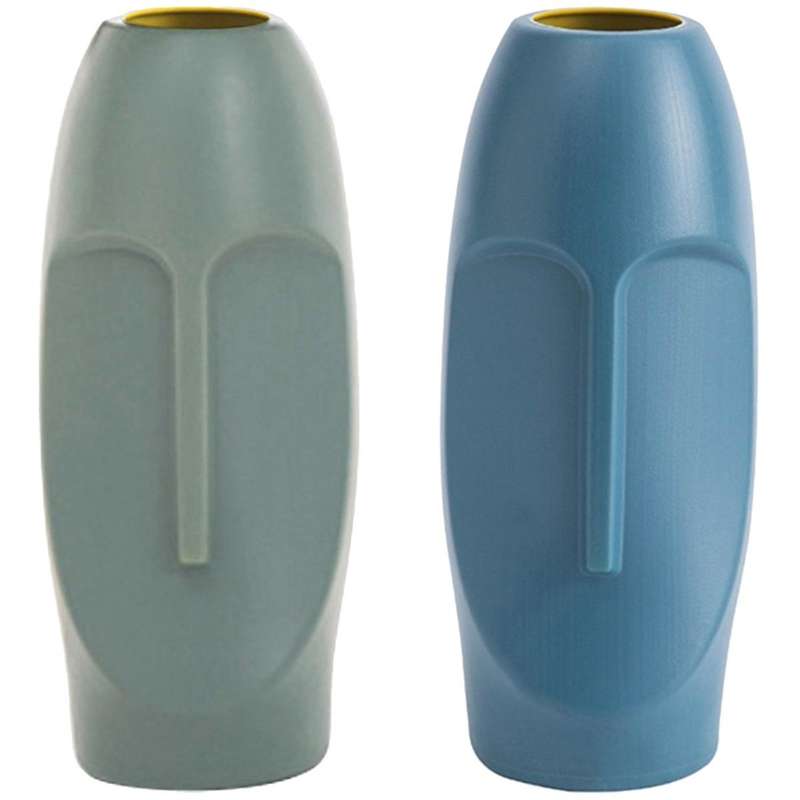 Nordic Minimalist Pe Abstract Decorative Figue Head Shape Vase-blue