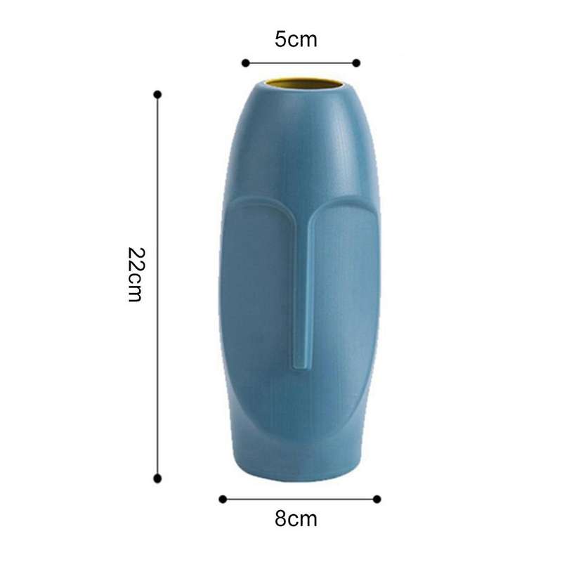Nordic Minimalist Pe Abstract Decorative Figue Head Shape Vase-blue