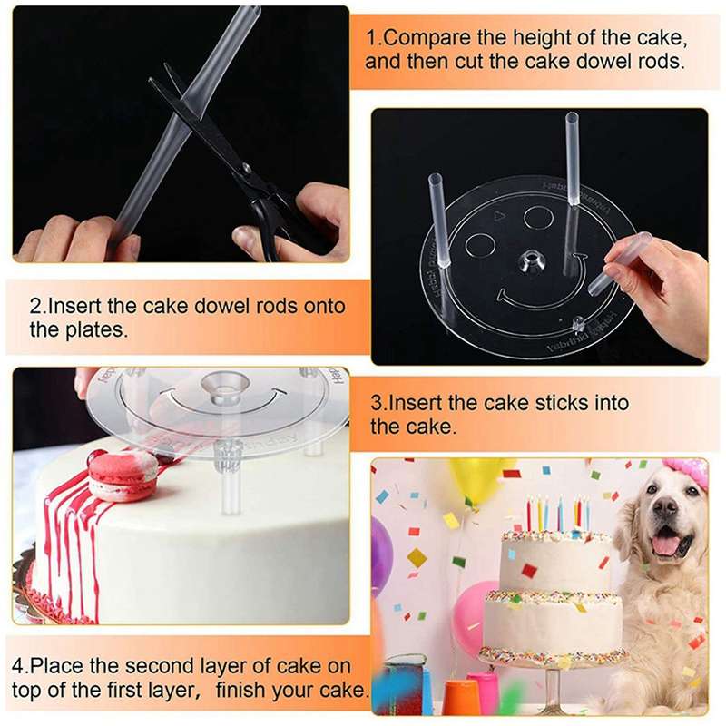 20pieces White Plastic Cake Sticks Support Rods with Separator Plates