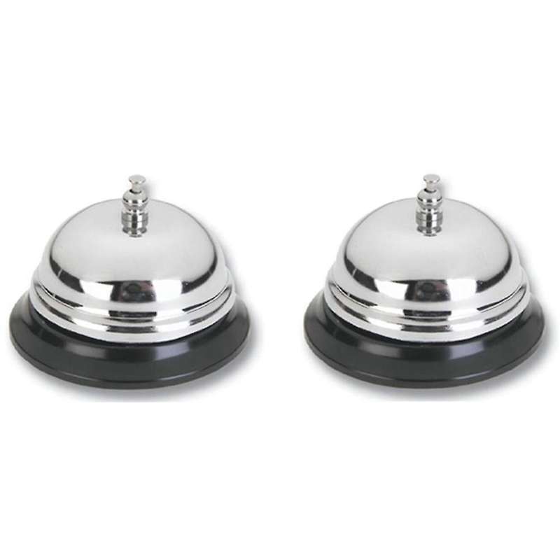 2x Classic Service Concierge Hotel B & B Desk Call Steel Bell