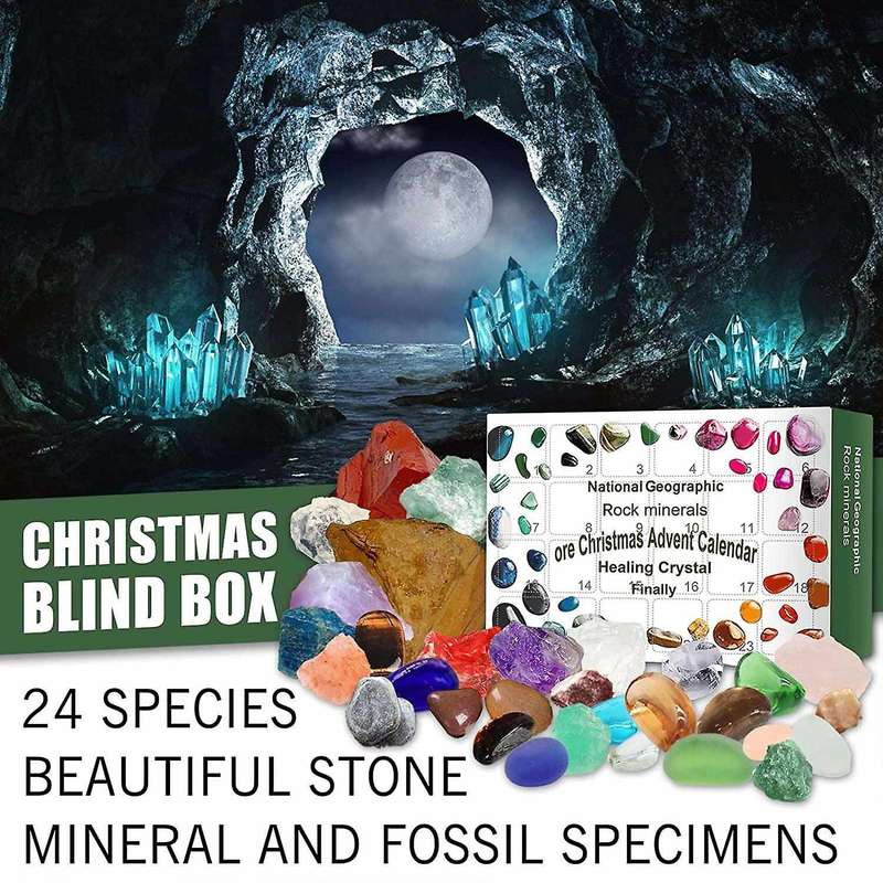 Healing Crystal Advent Calendar,pebbles Countdown Calendars 24pcs