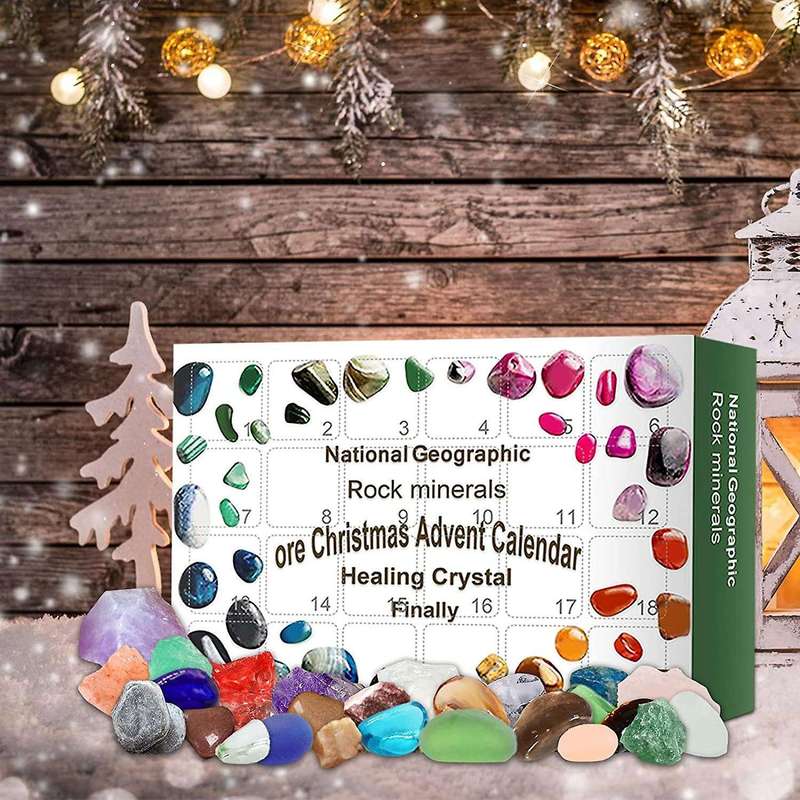 Healing Crystal Advent Calendar,pebbles Countdown Calendars 24pcs