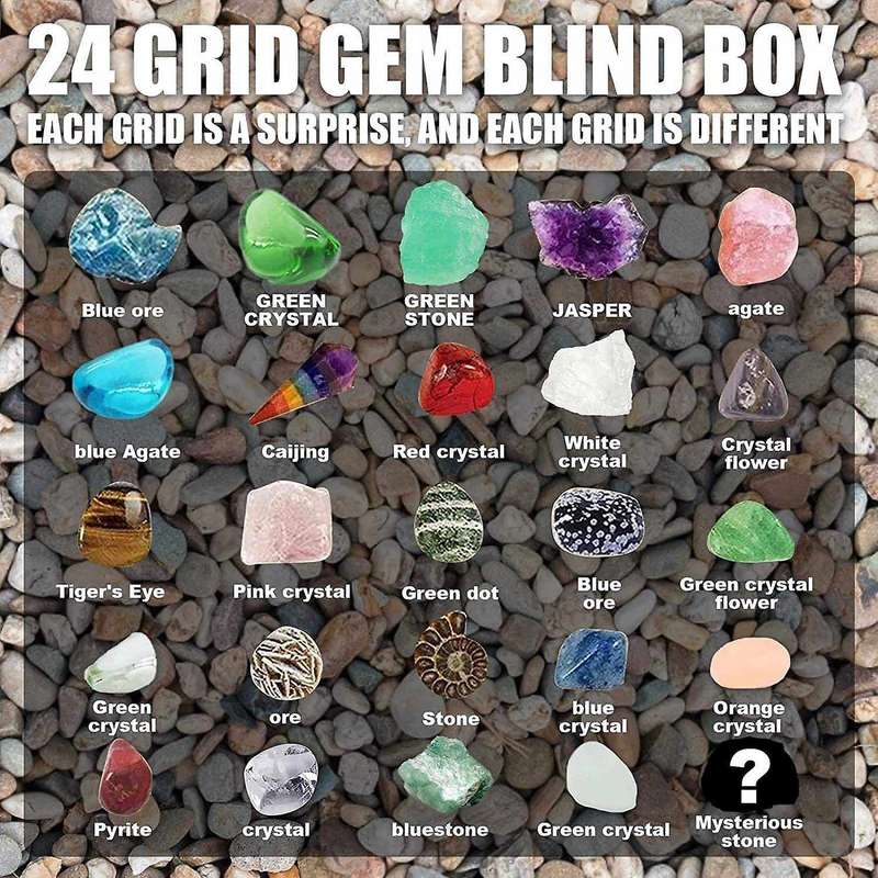 Healing Crystal Advent Calendar,pebbles Countdown Calendars 24pcs