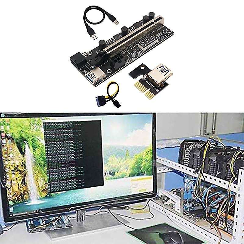 1 Set Pcie Riser 1x to 16x Graphic Extension with Temperature Sensor
