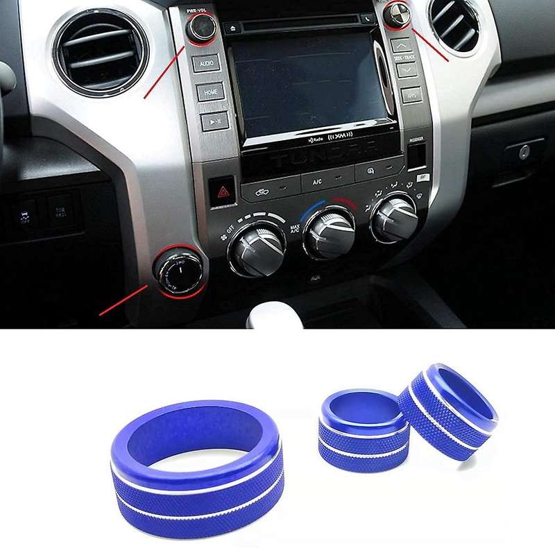 3pcs for Toyota Tundra 2014-2021 Car Ac Volume Vent Knob Ring, Blue