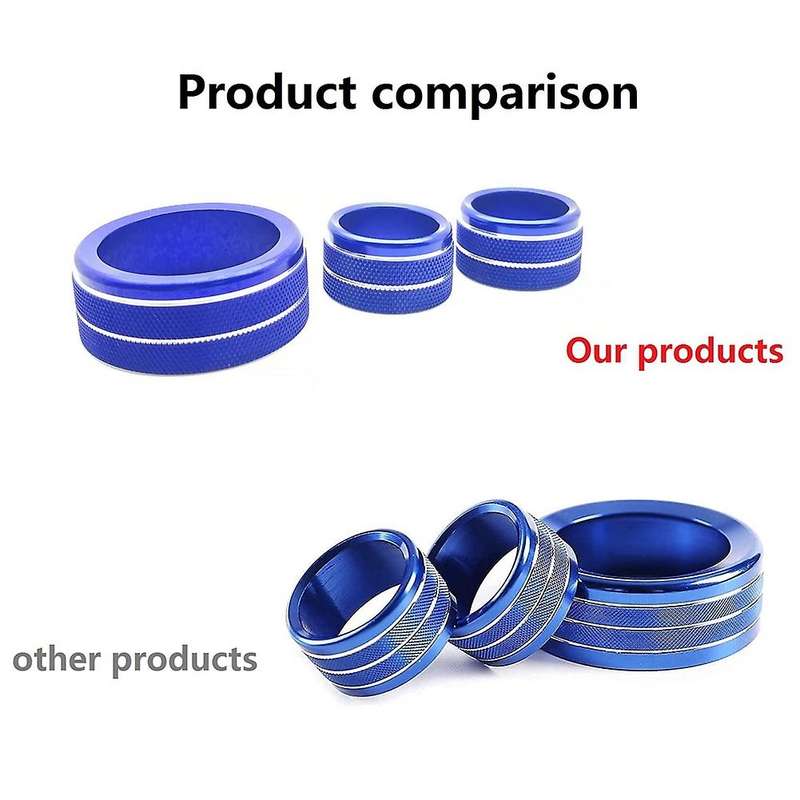 3pcs for Toyota Tundra 2014-2021 Car Ac Volume Vent Knob Ring, Blue