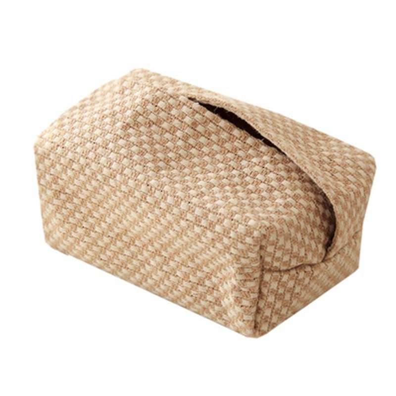 Linen Fabric Tissue Box Rectangle Container Table Home Decoration D