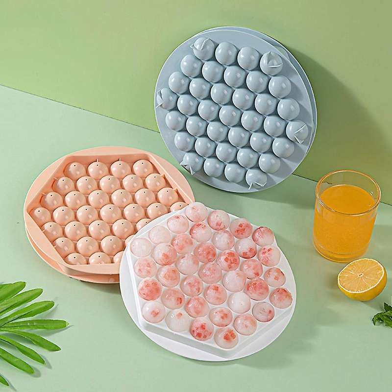 2 Packs Hexagon Round Ice Square Tray with Lid,mini Circle Ice Ball-a