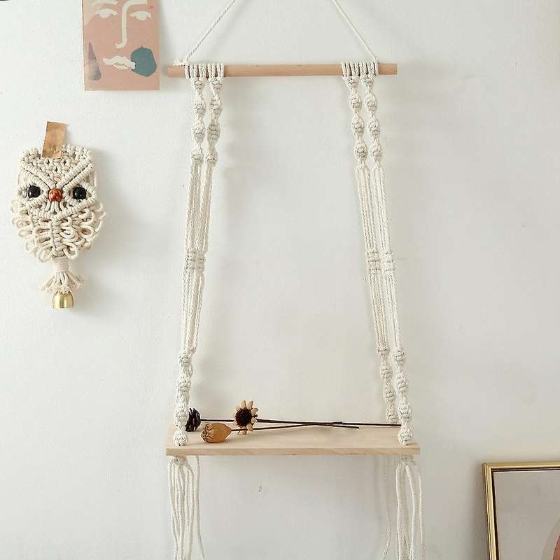Floating Shelf, Macrame Wall Hanging Shelf, for Living Room, Bedroom