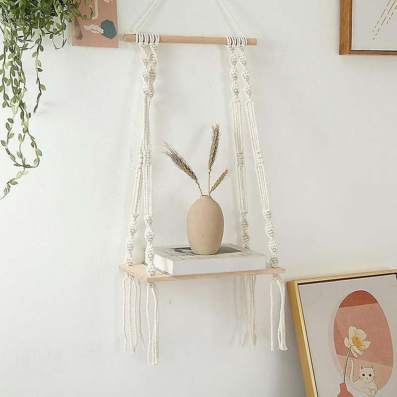 Floating Shelf, Macrame Wall Hanging Shelf, for Living Room, Bedroom