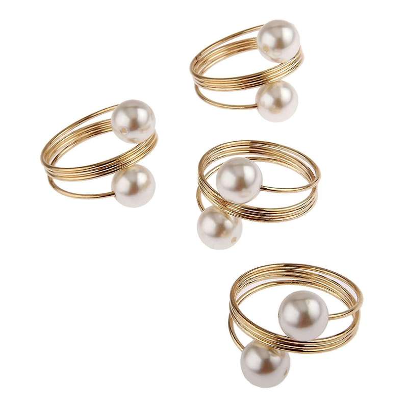12pcs Pearl Napkin Buckle Hoop Napkin Rings Circle Serviette Holder