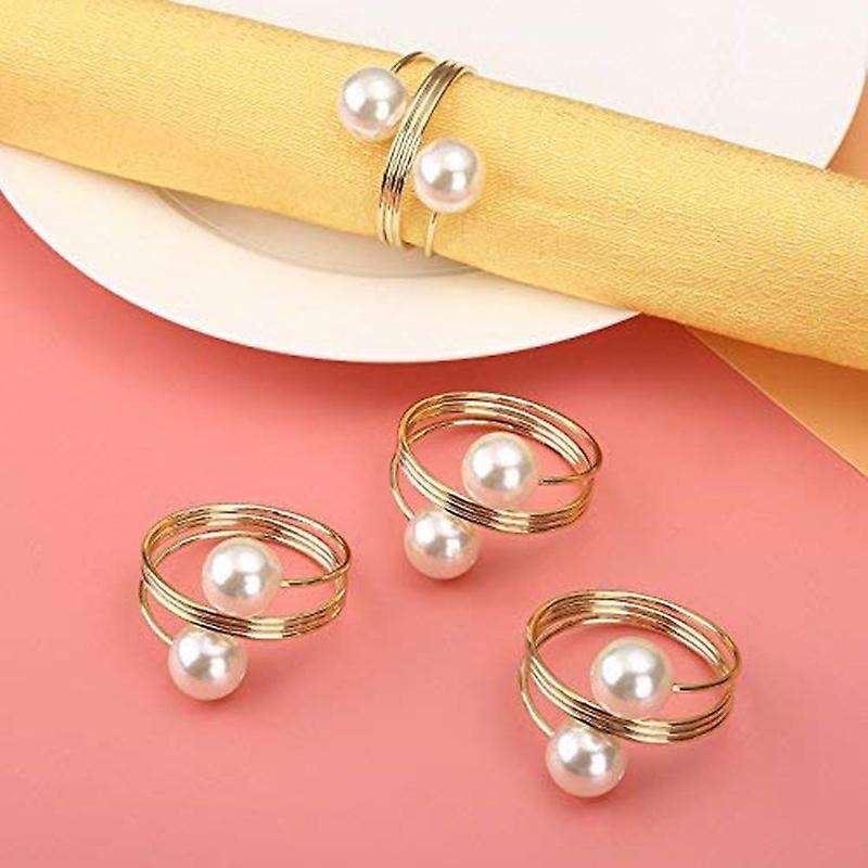 12pcs Pearl Napkin Buckle Hoop Napkin Rings Circle Serviette Holder