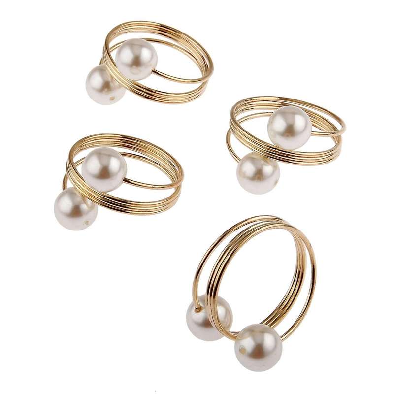 12pcs Pearl Napkin Buckle Hoop Napkin Rings Circle Serviette Holder