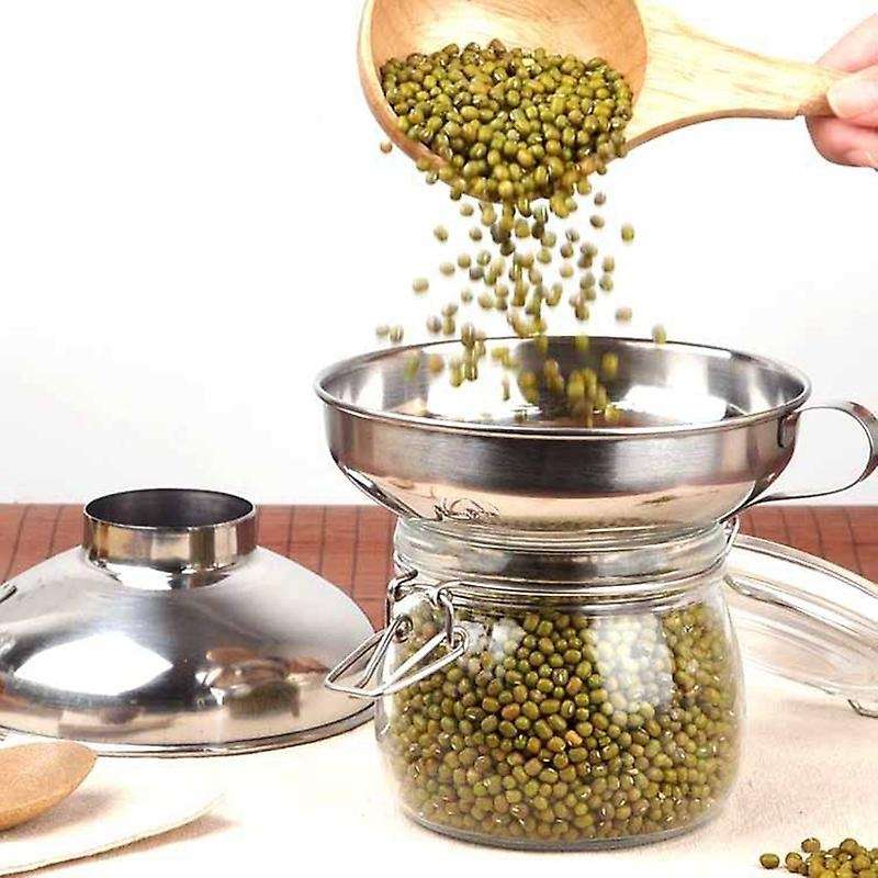 2 Pcs Set for Wide and Regular Jars Stainless Steel Wide Mouth Funnel