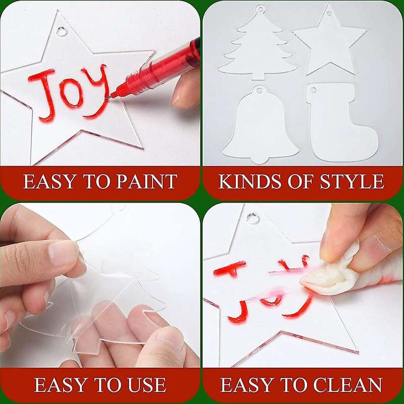 20pcs 3 Inch Clear Acrylic Christmas Ornaments for Christmas Supplies