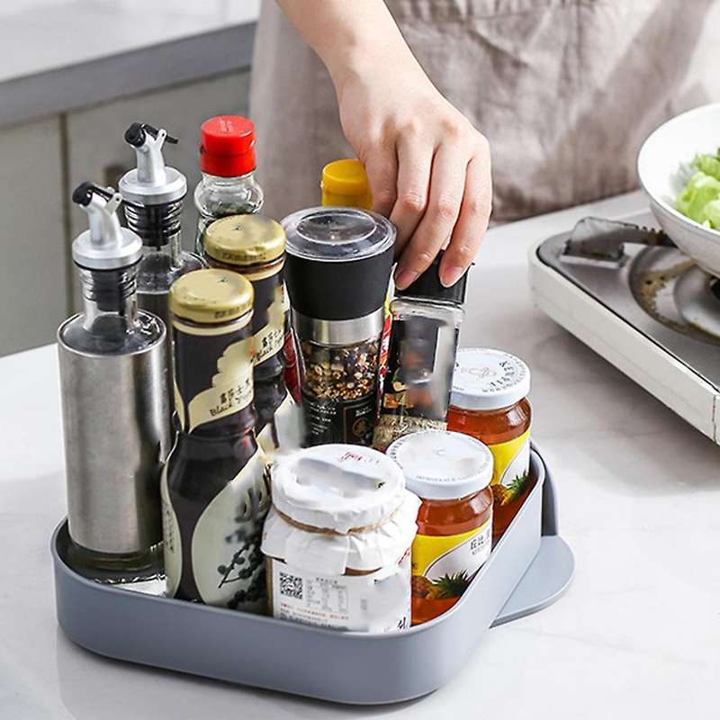 Rotating Kitchen Condiment Storage Refrigerator Beverage Rack White