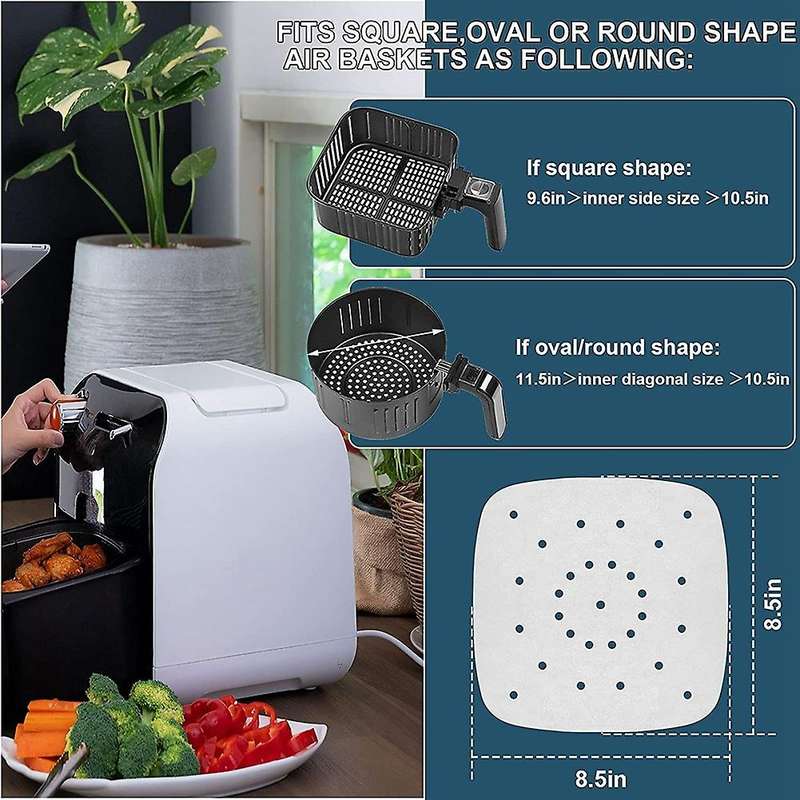 200pcs Oven Baking Paper Steamer Paper Kitchen Paper 8.5 Inches,white