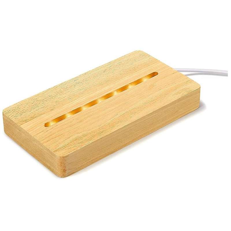 Square Wooden Led Night Light Base, for Crystal Glass Art
