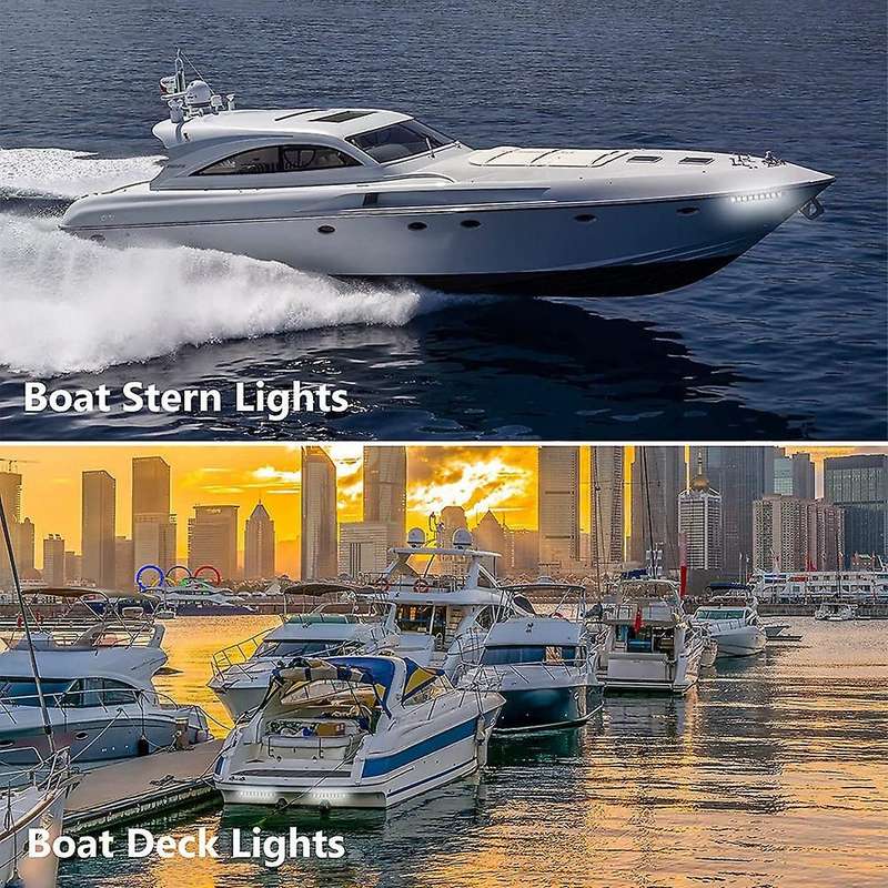 2 Pcs Led Boat Bow Navigation Lights,for Pontoon Kayak Yacht (white)
