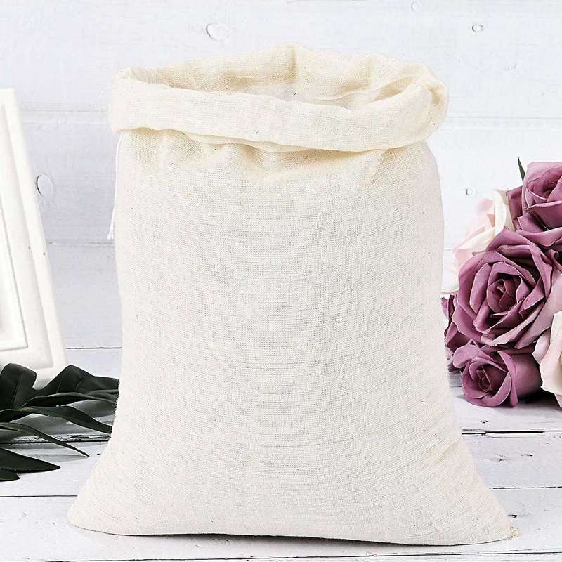 20 Pieces Large Muslin Bags Cotton Drawstring Bags(8 X 12 Inches)