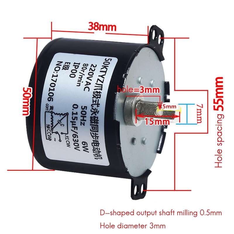 50ktyz Permanent Magnet Synchronous Motor Ac 220v 6-10w Miniature